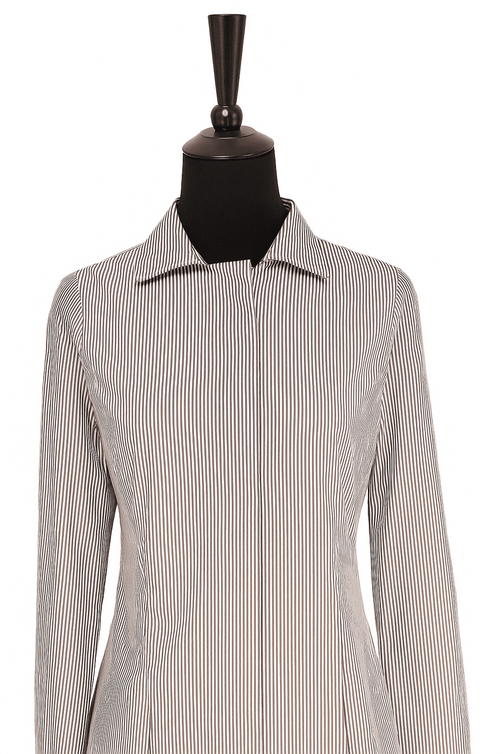 Camicia Avignon in popeline rigato marrone – Claudia Fasciana | Made in Italy - immagine 6